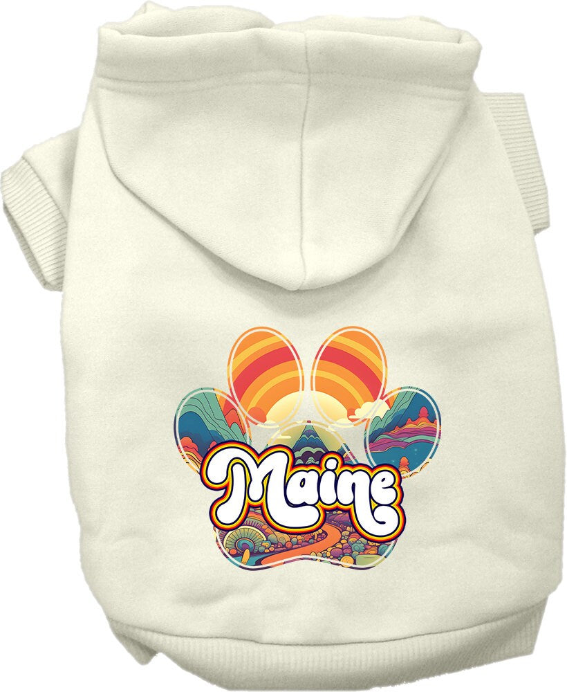 Pet Dog & Cat Screen Printed Hoodie for Small to Medium Pets (Sizes XS-XL), "Maine Groovy Summit"