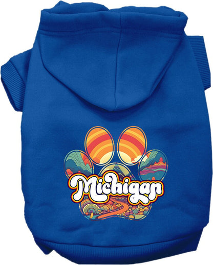 Pet Dog & Cat Screen Printed Hoodie for Medium to Large Pets (Sizes 2XL-6XL), "Michigan Groovy Summit"