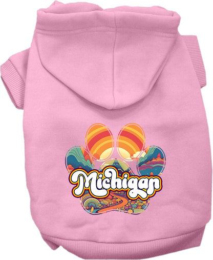 Pet Dog & Cat Screen Printed Hoodie for Medium to Large Pets (Sizes 2XL-6XL), "Michigan Groovy Summit"