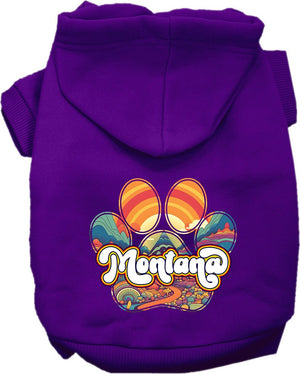 Pet Dog & Cat Screen Printed Hoodie for Medium to Large Pets (Sizes 2XL-6XL), "Montana Groovy Summit"
