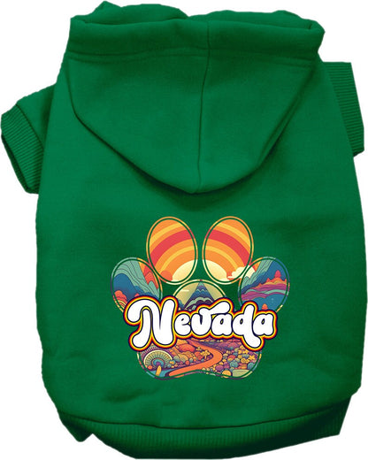 Pet Dog & Cat Screen Printed Hoodie for Medium to Large Pets (Sizes 2XL-6XL), "Nevada Groovy Summit"