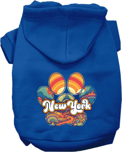 Pet Dog & Cat Screen Printed Hoodie for Medium to Large Pets (Sizes 2XL-6XL), "New York Groovy Summit"