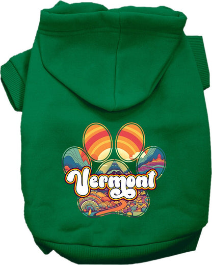 Pet Dog & Cat Screen Printed Hoodie for Small to Medium Pets (Sizes XS-XL), "Vermont Groovy Summit"