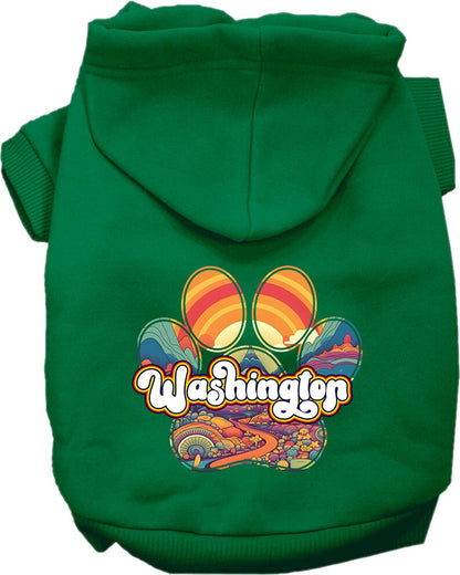 Pet Dog & Cat Screen Printed Hoodie for Medium to Large Pets (Sizes 2XL-6XL), "Washington Groovy Summit"