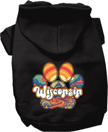 Pet Dog & Cat Screen Printed Hoodie for Small to Medium Pets (Sizes XS-XL), "Wisconsin Groovy Summit"