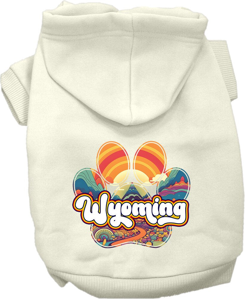 Pet Dog & Cat Screen Printed Hoodie for Medium to Large Pets (Sizes 2XL-6XL), "Wyoming Groovy Summit"