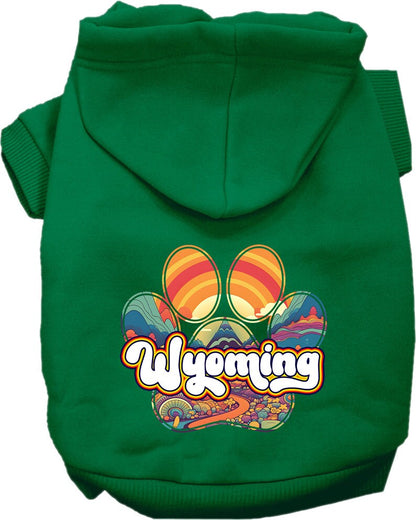 Pet Dog & Cat Screen Printed Hoodie for Medium to Large Pets (Sizes 2XL-6XL), "Wyoming Groovy Summit"