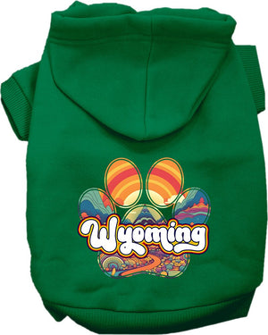 Pet Dog & Cat Screen Printed Hoodie for Medium to Large Pets (Sizes 2XL-6XL), "Wyoming Groovy Summit"