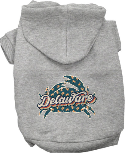 Pet Dog & Cat Screen Printed Hoodie for Medium to Large Pets (Sizes 2XL-6XL), "Delaware Retro Crabs"