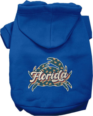 Pet Dog & Cat Screen Printed Hoodie for Medium to Large Pets (Sizes 2XL-6XL), "Florida Retro Crabs"
