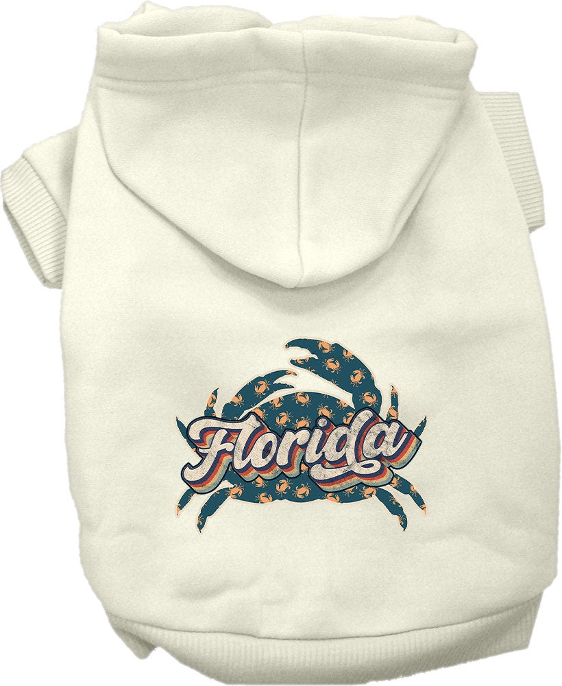 Pet Dog & Cat Screen Printed Hoodie for Medium to Large Pets (Sizes 2XL-6XL), "Florida Retro Crabs"