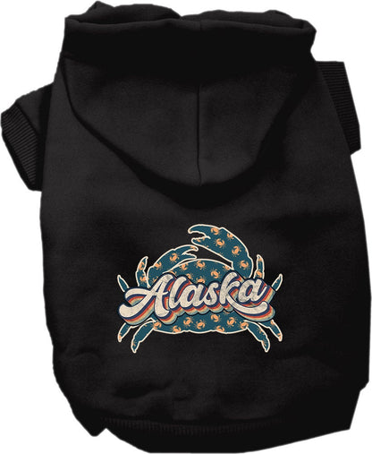 Pet Dog & Cat Screen Printed Hoodie for Medium to Large Pets (Sizes 2XL-6XL), "Alaska Retro Crabs"