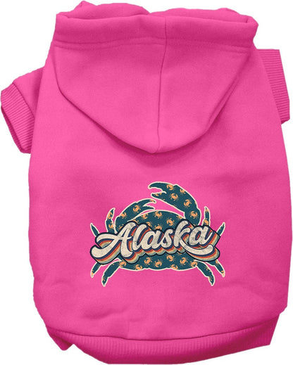 Pet Dog & Cat Screen Printed Hoodie for Medium to Large Pets (Sizes 2XL-6XL), "Alaska Retro Crabs"