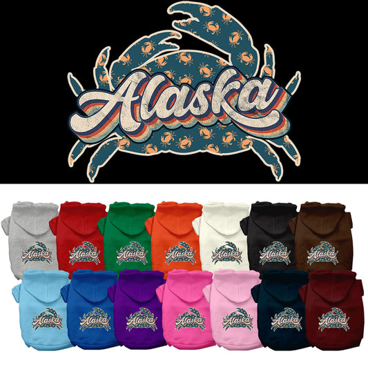 Pet Dog & Cat Screen Printed Hoodie for Small to Medium Pets (Sizes XS-XL), &quot;Alaska Retro Crabs&quot;