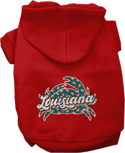 Pet Dog & Cat Screen Printed Hoodie for Small to Medium Pets (Sizes XS-XL), "Louisiana Retro Crabs"