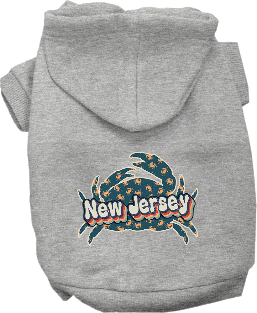 Pet Dog & Cat Screen Printed Hoodie for Medium to Large Pets (Sizes 2XL-6XL), "New Jersey Retro Crabs"