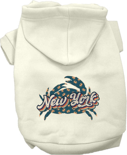 Pet Dog & Cat Screen Printed Hoodie for Small to Medium Pets (Sizes XS-XL), "New York Retro Crabs"