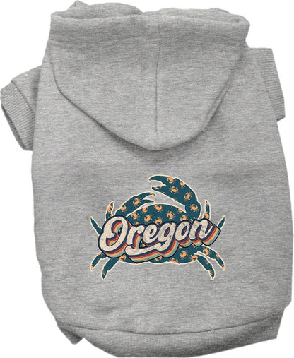 Pet Dog & Cat Screen Printed Hoodie for Small to Medium Pets (Sizes XS-XL), "Oregon Retro Crabs"