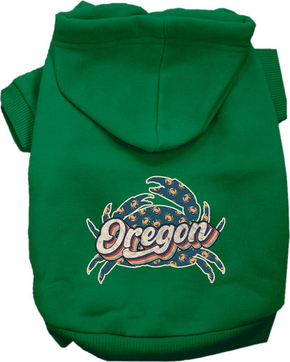 Pet Dog & Cat Screen Printed Hoodie for Medium to Large Pets (Sizes 2XL-6XL), "Oregon Retro Crabs"