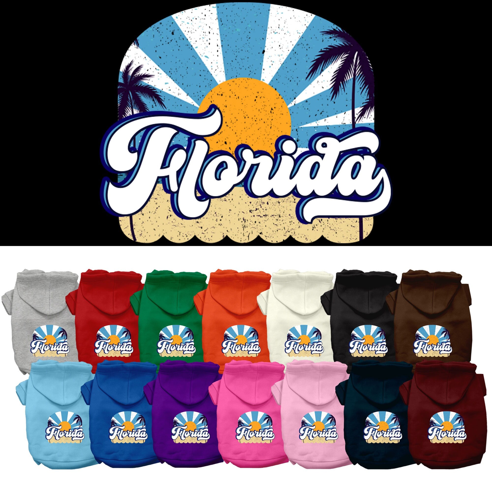 Pet Dog & Cat Screen Printed Hoodie for Medium to Large Pets (Sizes 2XL-6XL), &quot;Florida Coast&quot;