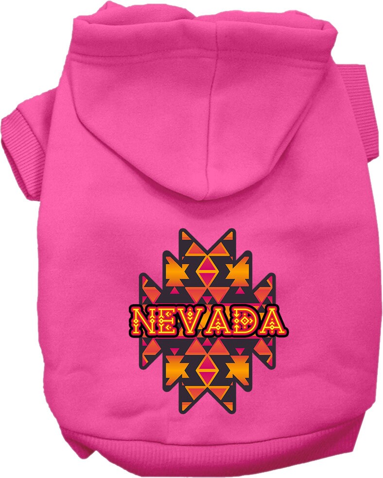 Pet Dog & Cat Screen Printed Hoodie for Medium to Large Pets (Sizes 2XL-6XL), "Nevada Navajo Tribal"