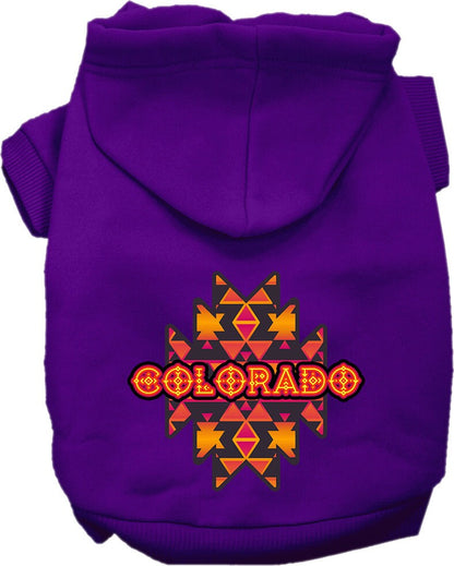 Pet Dog & Cat Screen Printed Hoodie for Medium to Large Pets (Sizes 2XL-6XL), "Colorado Navajo Tribal"