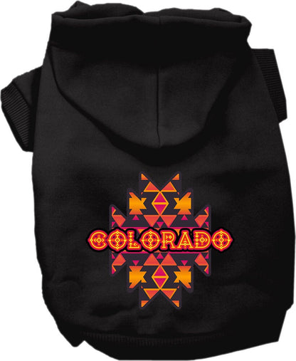 Pet Dog & Cat Screen Printed Hoodie for Small to Medium Pets (Sizes XS-XL), "Colorado Navajo Tribal"