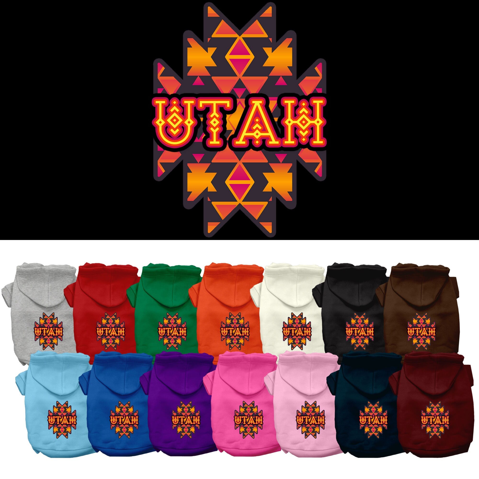 Pet Dog & Cat Screen Printed Hoodie for Small to Medium Pets (Sizes XS-XL), &quot;Utah Navajo Tribal&quot;