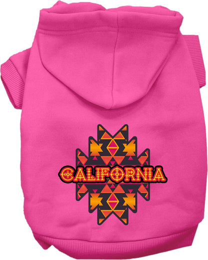 Pet Dog & Cat Screen Printed Hoodie for Small to Medium Pets (Sizes XS-XL), "California Navajo Tribal"