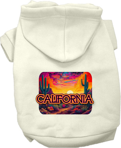 Pet Dog & Cat Screen Printed Hoodie for Small to Medium Pets (Sizes XS-XL), "California Neon Desert"