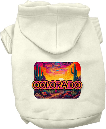 Pet Dog & Cat Screen Printed Hoodie for Small to Medium Pets (Sizes XS-XL), "Colorado Neon Desert"