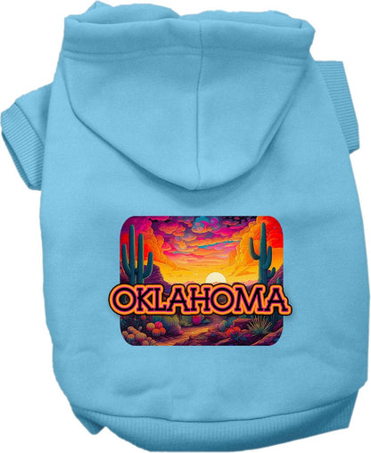 Pet Dog & Cat Screen Printed Hoodie for Small to Medium Pets (Sizes XS-XL), "Oklahoma Neon Desert"