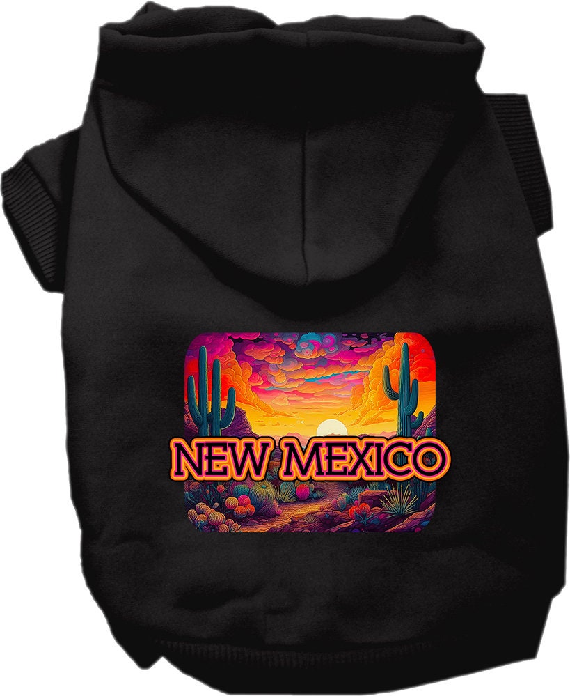 Pet Dog & Cat Screen Printed Hoodie for Medium to Large Pets (Sizes 2XL-6XL), "New Mexico Neon Desert"