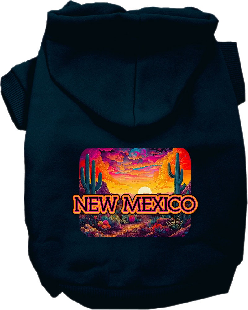 Pet Dog & Cat Screen Printed Hoodie for Medium to Large Pets (Sizes 2XL-6XL), "New Mexico Neon Desert"