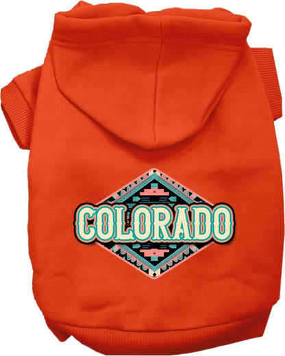 Pet Dog & Cat Screen Printed Hoodie for Medium to Large Pets (Sizes 2XL-6XL), "Colorado Peach Aztec"