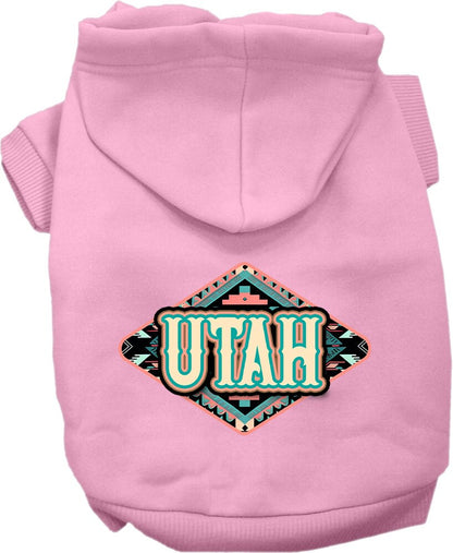 Pet Dog & Cat Screen Printed Hoodie for Medium to Large Pets (Sizes 2XL-6XL), "Utah Peach Aztec"