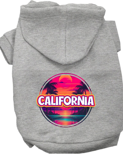 Pet Dog & Cat Screen Printed Hoodie for Medium to Large Pets (Sizes 2XL-6XL), "California Neon Beach Sunset"