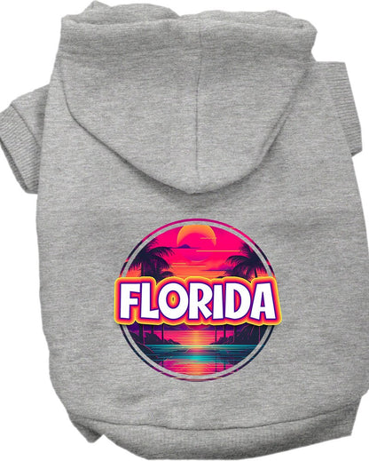 Pet Dog & Cat Screen Printed Hoodie for Medium to Large Pets (Sizes 2XL-6XL), "Florida Neon Beach Sunset"