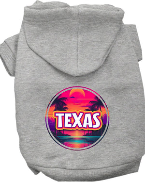 Pet Dog & Cat Screen Printed Hoodie for Small to Medium Pets (Sizes XS-XL), "Texas Neon Beach Sunset"