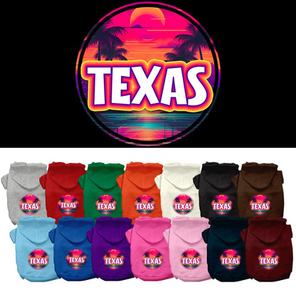 Pet Dog & Cat Screen Printed Hoodie for Medium to Large Pets (Sizes 2XL-6XL), &quot;Texas Neon Beach Sunset&quot;