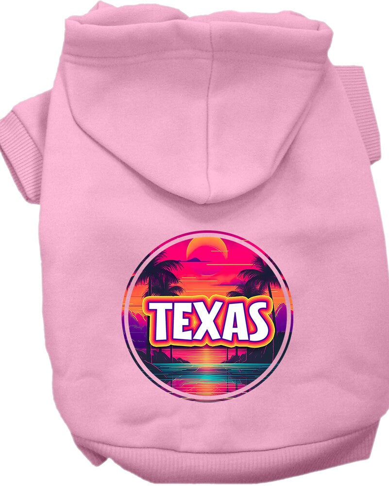 Pet Dog & Cat Screen Printed Hoodie for Medium to Large Pets (Sizes 2XL-6XL), "Texas Neon Beach Sunset"