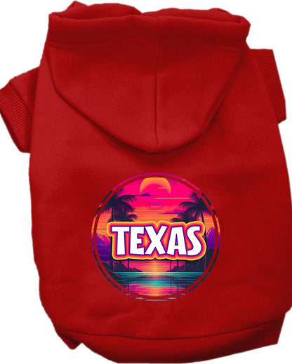 Pet Dog & Cat Screen Printed Hoodie for Medium to Large Pets (Sizes 2XL-6XL), "Texas Neon Beach Sunset"