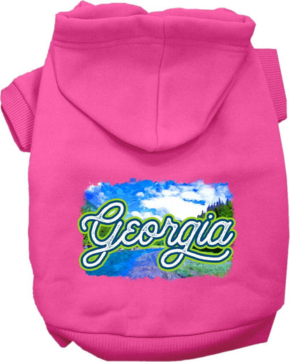 Pet Dog & Cat Screen Printed Hoodie for Medium to Large Pets (Sizes 2XL-6XL), "Georgia Summer"