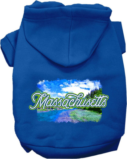 Pet Dog & Cat Screen Printed Hoodie for Medium to Large Pets (Sizes 2XL-6XL), "Massachusetts Summer"