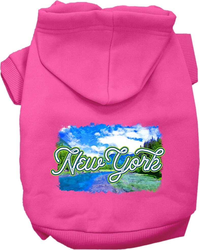 Pet Dog & Cat Screen Printed Hoodie for Small to Medium Pets (Sizes XS-XL), "New York Summer"