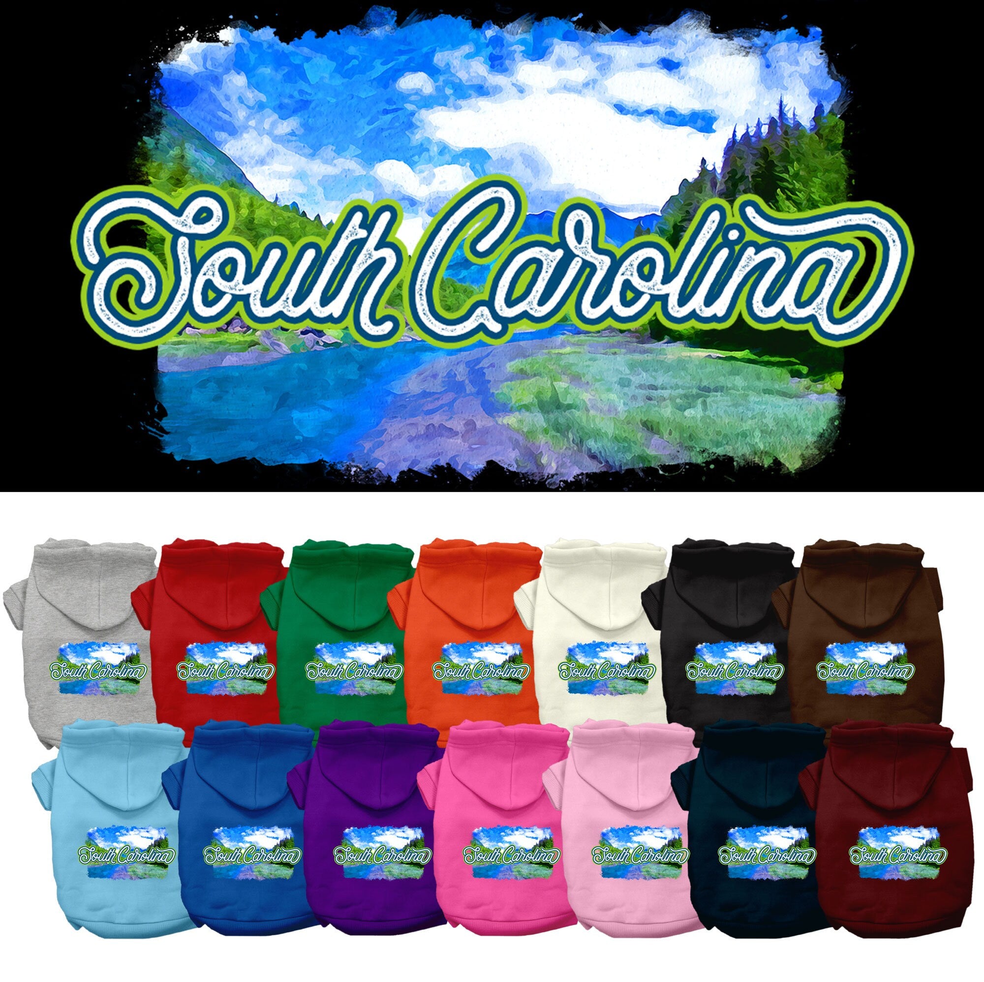 Pet Dog & Cat Screen Printed Hoodie for Small to Medium Pets (Sizes XS-XL), &quot;South Carolina Summer&quot;