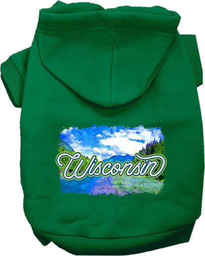 Pet Dog & Cat Screen Printed Hoodie for Small to Medium Pets (Sizes XS-XL), "Wisconsin Summer"