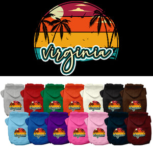 Pet Dog & Cat Screen Printed Hoodie for Medium to Large Pets (Sizes 2XL-6XL), &quot;Virginia Retro Beach Sunset&quot;