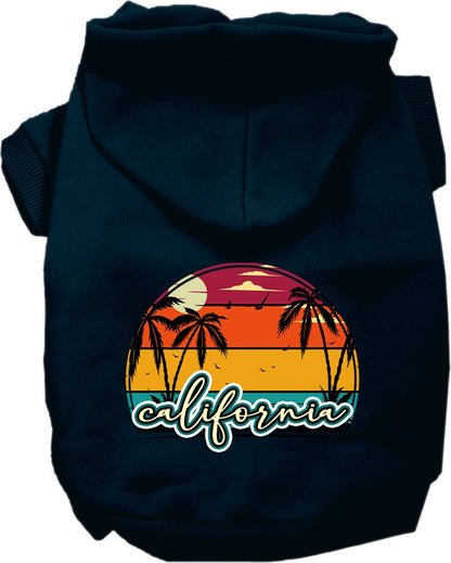 Pet Dog & Cat Screen Printed Hoodie for Small to Medium Pets (Sizes XS-XL), "California Retro Beach Sunset"