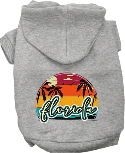 Pet Dog & Cat Screen Printed Hoodie for Medium to Large Pets (Sizes 2XL-6XL), "Florida Retro Beach Sunset"